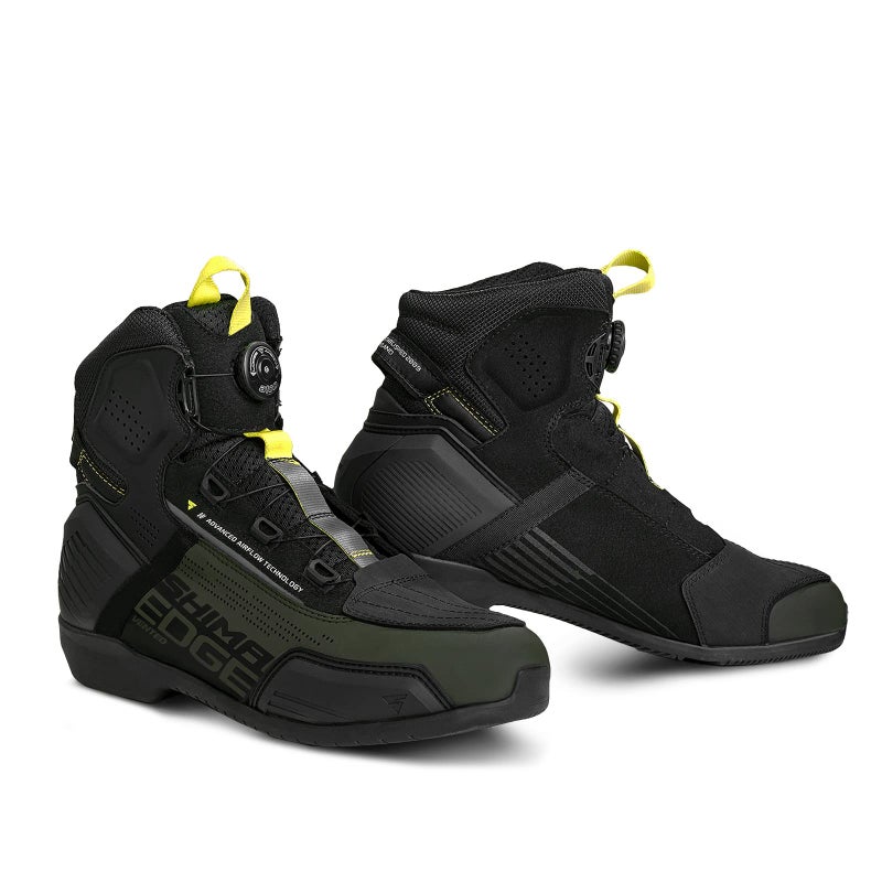 SHIMA Edge Vented Motorcycle Riding Shoes Men Ventilated Leather Boots Summer Suede ATOP Street Sport Stealth Moto Footwear Bikers Powersports Motorbike Ankle Protector Mens Vent Khaki US 12